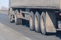 Truck wheels on road in motion Royalty Free Stock Photo