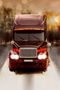 Truck on winter road 3 night Royalty Free Stock Photo