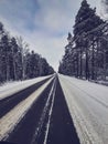 Truck winter road Sweden Royalty Free Stock Photo