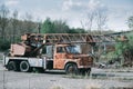 Truck wreck on junkyard