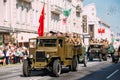 Truck ZIS-5V Foreground Of Parade Soviet WW2 Time Cars. Celebratation Victory Day 9 May