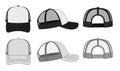 trucker cap mesh cap template illustration (white & black