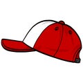 Trucker Hat Snapback Red White Cap Doodle Drawing Vector Illustration