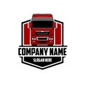 Trucking company badge logo, semi truck logo, 18 wheeler ready made logo template set vector isolated Royalty Free Stock Photo