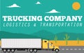 Trucking company banner with container truck