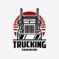 Trucking Company Circle Logo Template. Front View Truck Vector. Best for Trucking Related Industry Royalty Free Stock Photo