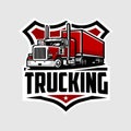 Trucking company emblem badge logo vector art illustration Isolated Royalty Free Stock Photo