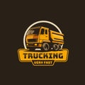Trucking company emblem logo ready made logo template. Logo for the transportation of bulk materials (sand