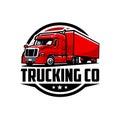 Trucking company emblem ready made logo template set Royalty Free Stock Photo