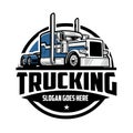 Trucking company logo, 18 wheeler circle emblem logo Royalty Free Stock Photo