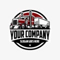 Trucking Company Ready Made Circle Emblem Badge Logo. 18 Wheeler Semi Truck Vector Logo Royalty Free Stock Photo