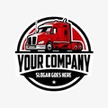 Trucking company ready made circle emblem logo. 18 wheeler semi truck logo vector. Best for trucking and freight related industry