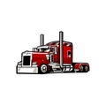 Trucking freight 18 wheeler container truck vector illustration isolated in white background