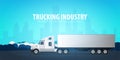 Trucking Industry banner, Logistic and delivery. Semi truck. Vector Illustration.