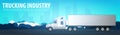 Trucking Industry banner, Logistic and delivery. Semi truck. Vector Illustration.