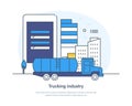 Trucking industry cargo transportation, shipping and delivery service