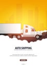 Trucking Industry poster, Logistic and delivery. Semi truck. Vector Illustration.