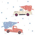 Trucks with Christmas trees for the holiday