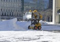 Trucks cleaning snow from streets after blizzard Royalty Free Stock Photo