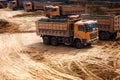 Trucks at construction site