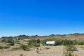 Trucks on a desert road, California, USA Royalty Free Stock Photo