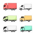 Trucks in drawing style vector set Royalty Free Stock Photo