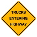 Trucks Entering Highway Traffic Road Symbol Sign Isolate on White Background,Vector Illustration Royalty Free Stock Photo