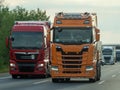 Trucks on the European highway. Royalty Free Stock Photo