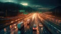 Trucks on the highway. Transportation theme. Road cars theme. Generative AI