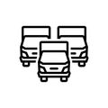 Black line icon for Trucks, pickup and lorry Royalty Free Stock Photo