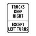 trucks keep right except left turns. Vector illustration decorative design