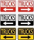 Trucks Left Arrow ,Right Arrow Sign On White Background