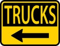 Trucks Left Arrow Sign On White Background