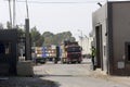 Trucks loaded with goods enter the Gaza Strip from Kerem Shalom crossing, between the Gaza Strip and Israel