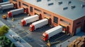 Trucks Parked in Front of a Building Royalty Free Stock Photo