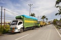 Trucks queue to refuel near a gas station in Palu City, Central Sulawesi.