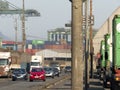 Trucks row in Port of Santos Royalty Free Stock Photo