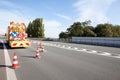 Hazards at roadworks Royalty Free Stock Photo