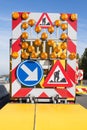 Hazards at roadworks Royalty Free Stock Photo