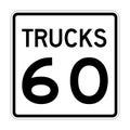 Trucks speed limit 60 road sign in USA