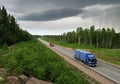 trucks and storm weather on Highway Scandinavia