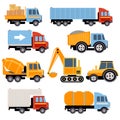 Trucks and Tractors Set Flat Style Royalty Free Stock Photo