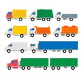 Trucks trailers and service transport set in flat style