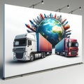 trucks transporting sea transport containers of a logistician of a transport company on a blurred background Royalty Free Stock Photo