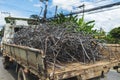 Trucks transporting used rebar for reprocessing Royalty Free Stock Photo