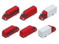 Trucks Vector isometric transport. Commercial Vehicle. Delivery truck. Flat style vector illustration delivery service