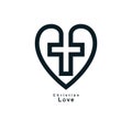 True Christian Love and Belief in God, vector creative symbol design, combined Christian Cross and heart. Royalty Free Stock Photo