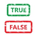 True and false rubber stamp mark icon