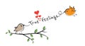 Cute flying birds, holding beautiful quote Royalty Free Stock Photo