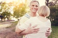 Handsome happy man hugging his wife Royalty Free Stock Photo